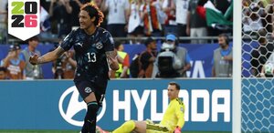José Canale festejando el pase a 8vos de Final para Paraguay en la Copa del Mundo 2026.