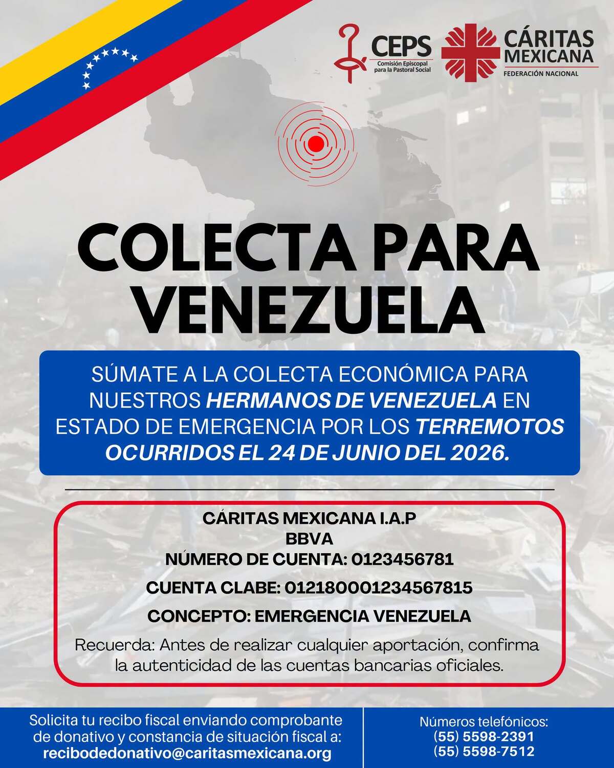Tras el terremoto de 7.2 en Venezuela, descubre cómo ayudar desde México a través del centro de acopio en Saltillo o mediante donaciones a Cáritas Mexicana.