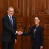 Claudia Sheinbaum, presidenta de México, durante la ceremonia de bienvenida a Felipe VI, Rey de España