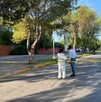 Se observa una cintilla amarilla de precaución, hay unas personas en la vía pública.