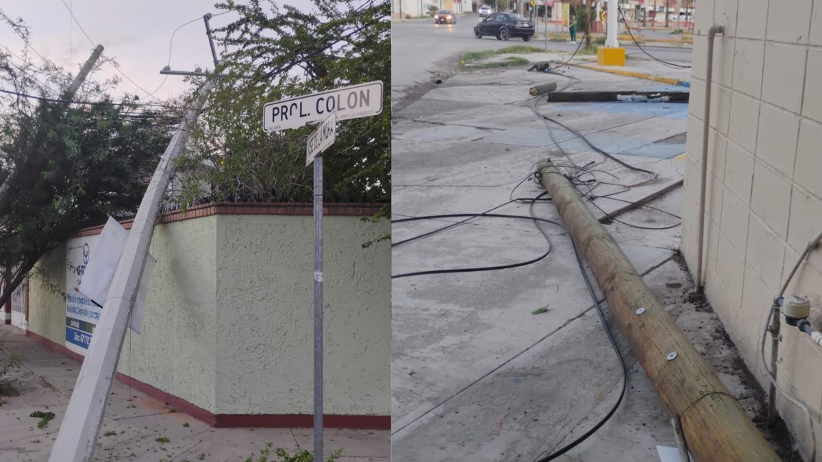 postes derribados tras accidente.