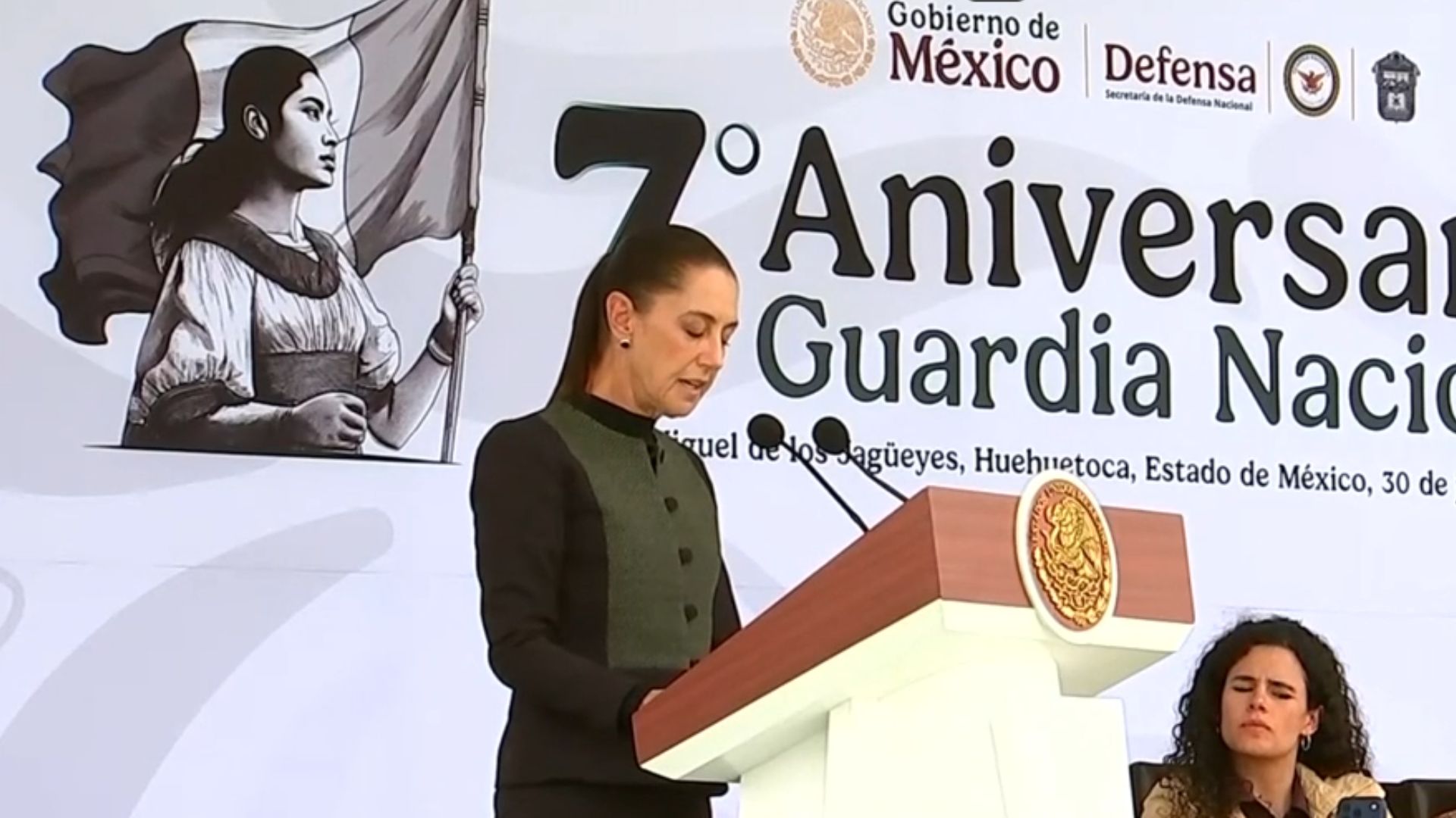 La presidenta Claudia Sheinbaum lideró el 7° Aniversario de la Guardia Nacional en Huehuetoca y anunció la meta de llegar a 170 mil elementos operativos.