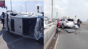 Aguascalientes reportó el choque de dos vehículos que se encontraban circulando en el puente del Papa.