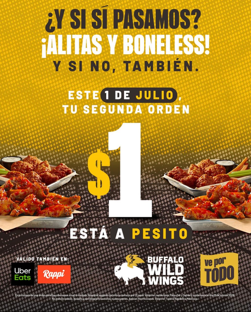 Publicación de promoción por triunfo de México en Buffalo Wild Wings