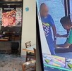 Hombre agrediendo a empleado de La Pizza de Junco en Monterrey.