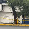 poste derribado en el centro de Monterrey
