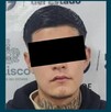 Ficha de detención de la Fiscalía de Jalisco de Adrián 'N' con una imagen del detenido con los ojos censurados por un recuadro negro