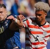 Una foto de dos jugadores de la selección de Estados Unidos y Bosnia