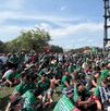 Aficionados en el Fan Fest de Monterrey antes del partido de la Selección Mexicana frente a Inglaterra.
