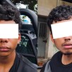 Fotos de dos jóvenes con los ojos censurados por un recuadro blanco al momento de ser detenidos por la Policía de Guadalajara
