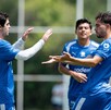 Jugadores de Rayados durante el partido amistoso ante Atlante.