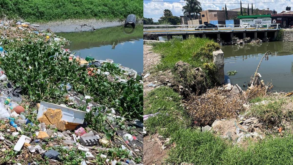 Basura acumulada en el canal 'El Nardo' en el Salto.