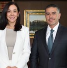Omar García Harfuch y Betzabé Martínez Arango