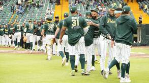 jugadores de beisbol en el campo del equipo pericos de puebla