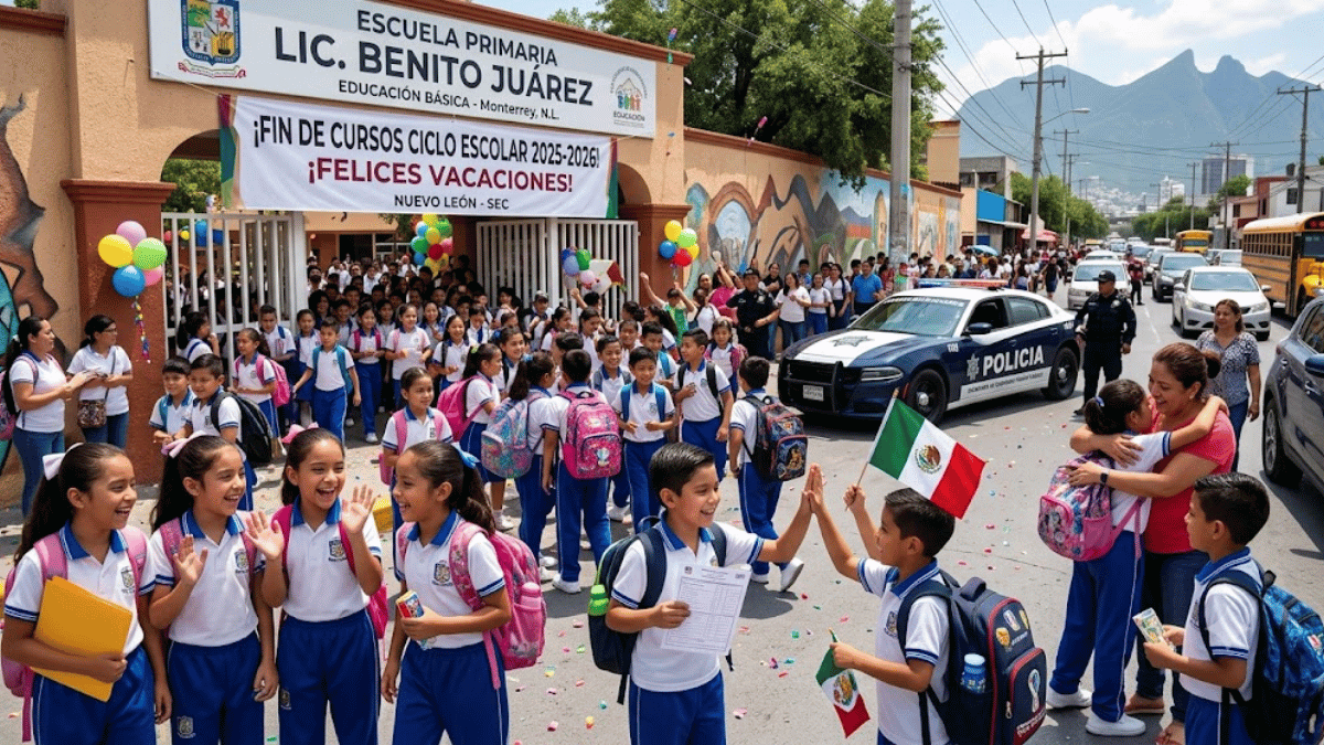 Tras la incertidumbre por el Mundial, concluye el ciclo escolar 2025-2026 en Nuevo León. Más de un millón de alumnos salen de vacaciones y blindan escuelas.