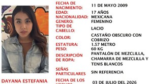 Se observa a una joven con cabello largo que está desaparecida y se ven sus características físicas.