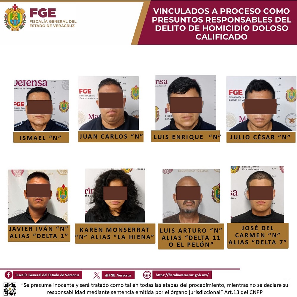 Ocho personas detenidas por la Fiscalía de Veracruz, todas ligadas al caso Roxana Guzmán.
