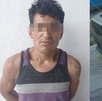 Hombre detenido por la policía de Puebla junto a una imagen del mismo hombre robando la defensa de una camioneta.