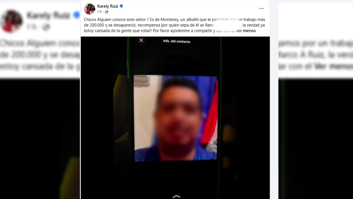 Publicación de Facebook de Karely Ruiz sobre fraude.