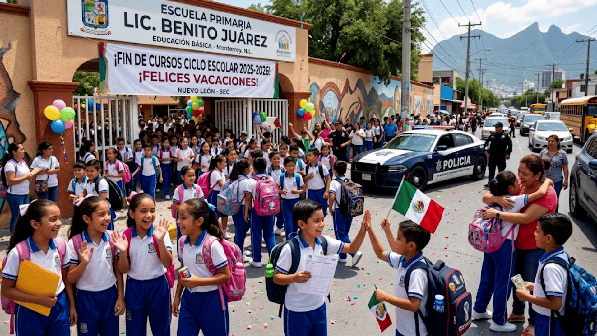 1 millón 52 mil alumnos de Nuevo León inician vacaciones. Padres enfrentan cuidado mientras 49 mil 852 docentes continúan labores. Impacto del ciclo escolar.