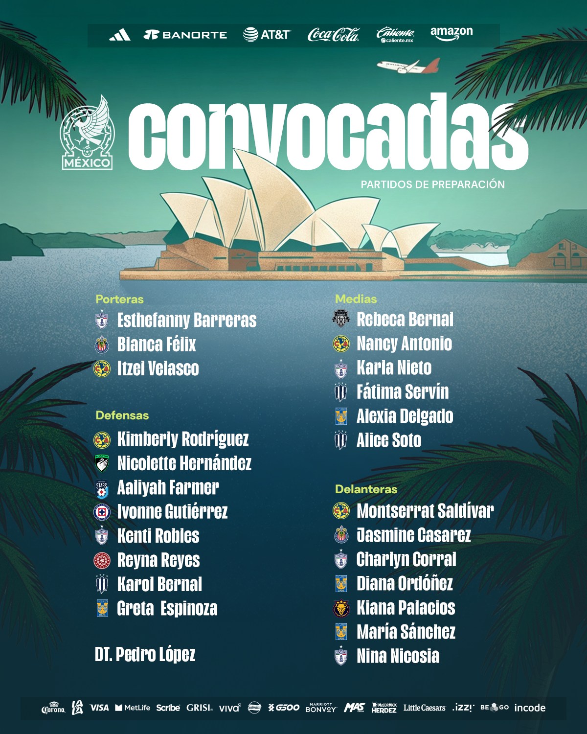 Imagen oficial de la Convocatoria de la Selección Nacional Femenil