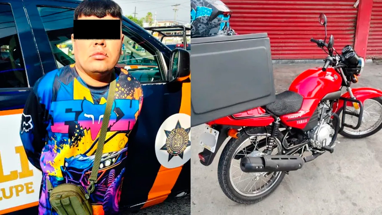 Policías de Guadalupe recuperaron una motocicleta con reporte de robo y detuvieron a un hombre de 27 años tras ser detectado por las cámaras del C4.