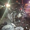 Auto destruido tras accidente carretero en Marín.