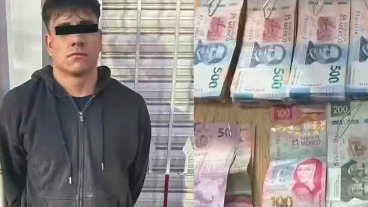 Un joven fue detenido en Ecatepec tras salir del estacionamiento de un negocio con una mochila que contenía más de 60 mil pesos en efectivo.