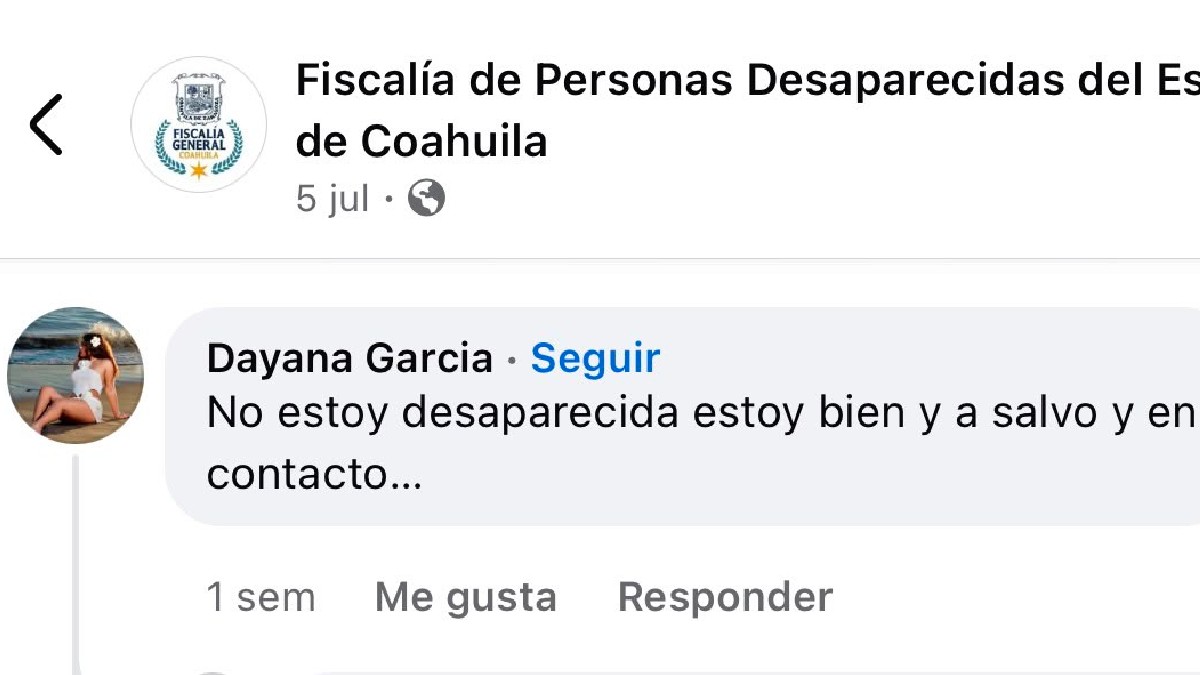 Una adolescente reportada como desaparecida en Coahuila reaparece en Facebook para comentar su propia ficha de búsqueda.