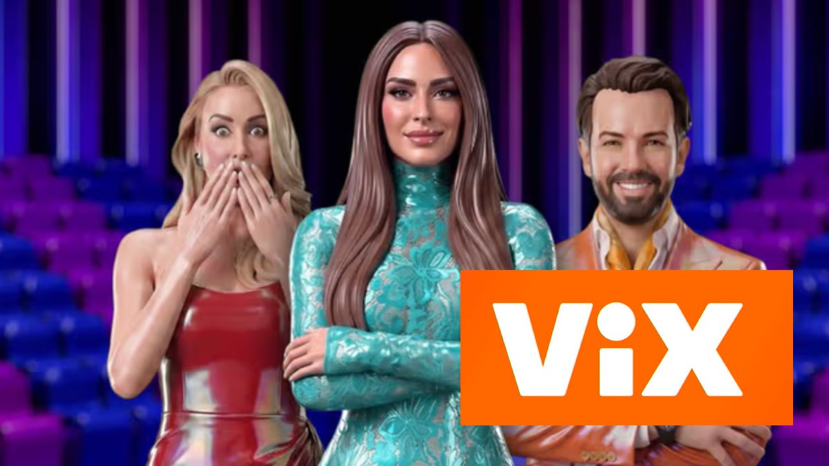 Promocional de La Casa de los Famosos junto al logo de ViX