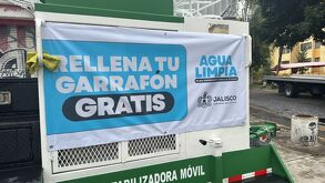 Una foto de las plantas potabilizadora de agua móviles en Guadalajara