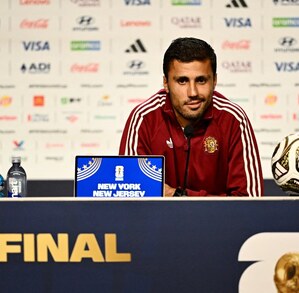 Rodri, jugador de España, en la conferencia de prensa previo a la Final del Mundial 2026.