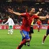 David Villa celebrando un gol de España en el Mundial 2010.