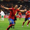 David Villa celebrando un gol de España en el Mundial 2010.
