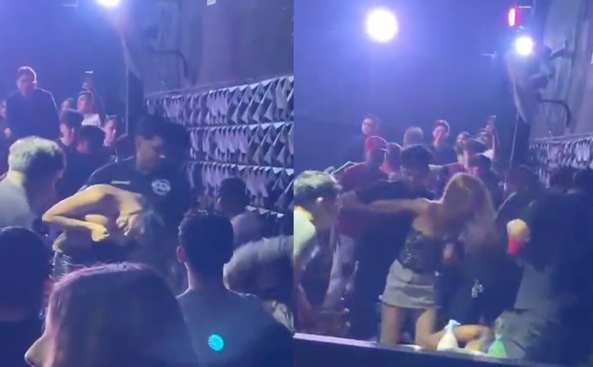 Jóvenes peleando en un bar de la zona Centro de Torreón.