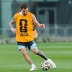 Lionel Messi en un entrenamiento de Argentina.