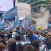 La hinchada albiceleste dio el banderazo previo a la Final del Mundial
