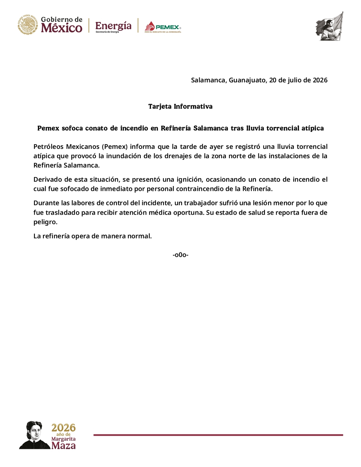 La noche de este domingo 20 de julio se registró una explosión originada al interior de la Refinería 