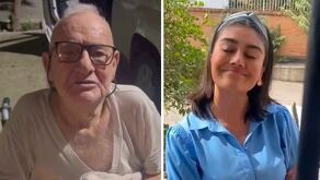 A la izquierda una foto de un adulto mayor en silla de ruedas en vía pública. A la derecha la foto de una mujer sonriendo con los ojos cerrados