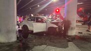 Choque contra puente moviliza a cuerpos de auxilio en la colonia Leones.| Miranda Arias