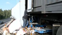 Tráiler vuelca en autopista México-Pachuca