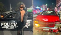 Un hombre fue detenido en Monterrey tras presuntamente robar una camioneta y chocar durante la huida, accidente en el que dos personas resultaron lesionadas.