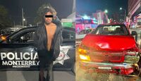 Un hombre fue detenido en Monterrey tras presuntamente robar una camioneta y chocar durante la huida, accidente en el que dos personas resultaron lesionadas.
