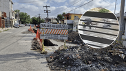 Hombre cae en zanja de obra inconclusa de Agua y Drenaje de Monterrey / Especial.