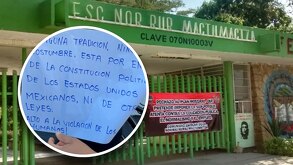Fachada de la normal rural Mactumactzá en Tuxtla Gutiérrez, Chiapas.