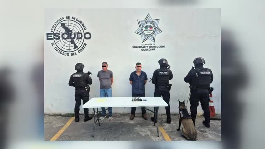 Dos hombres fueron detenidos en la colonia Industrial de Monterrey tras ser sorprendidos conduciendo a exceso de velocidad.