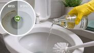 Aplica vinagre con el cepillo y espera 30 minutos: su ácido acético ablanda la cal típica del agua dura de forma eficaz y sin químicos agresivos. (IA)