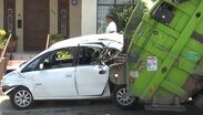 Camión de basura se queda sin frenos y choca tres autos en Vista Hermosa