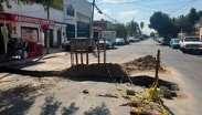 El socavón se formó sobre la calle Francisco de Ayza en la colonia San Juan Bosco