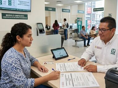Una constancia de no derechohabiente ISSSTE e IMSS demuestra la falta de derechos o vigencia sobre un servicio médico. | Gemini